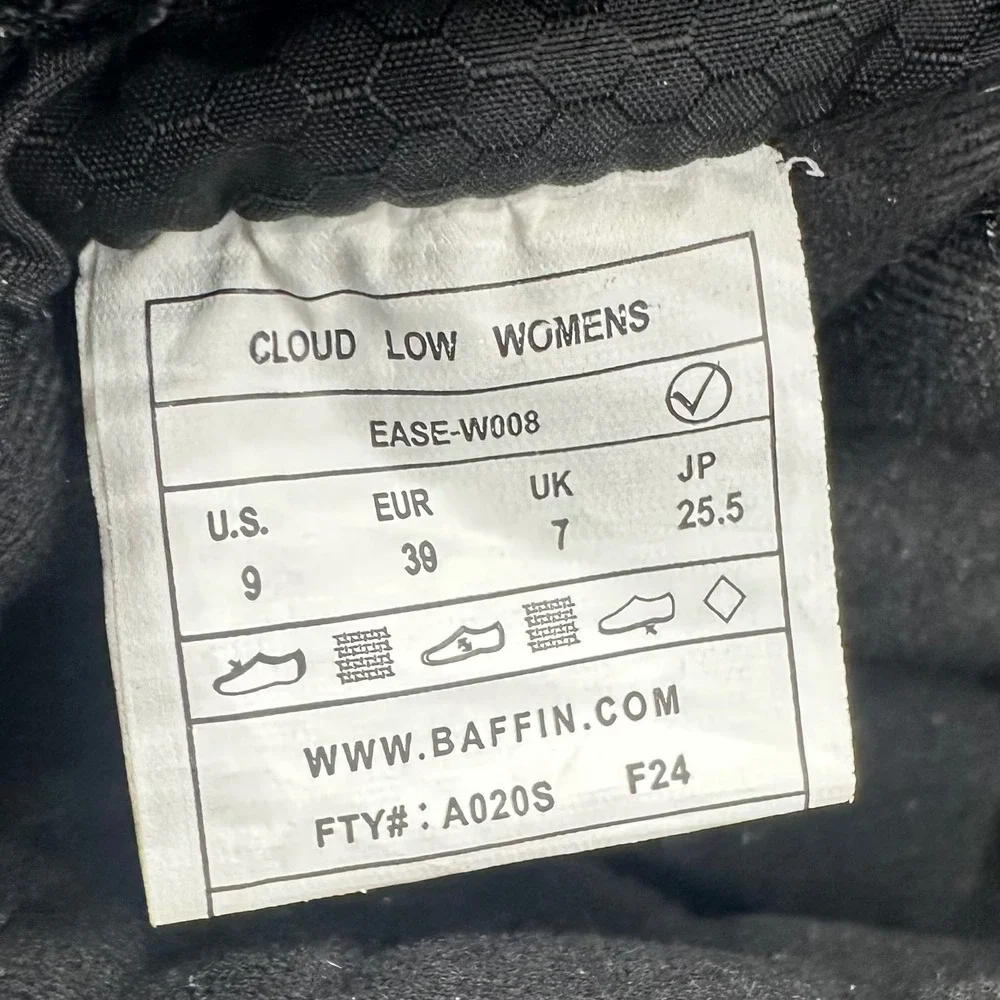 Baffin Winter Boots Womens 9 Black Cloud Low Waterproof Insulated EASE-W008 NEW